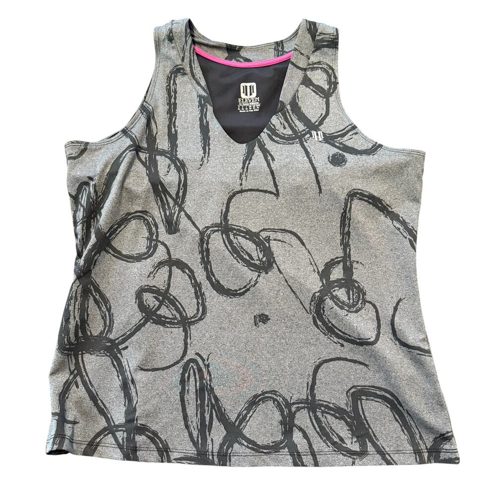 Eleven by Venus Williams gray abstract tank, built in bra, Size XL